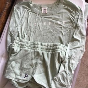 Vs Pink varsity shorts perfect long sleeve tee